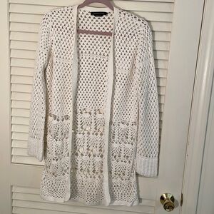 ADRIENNE Vittadini Open Crochet Sweater w Varied Pattern Detailing